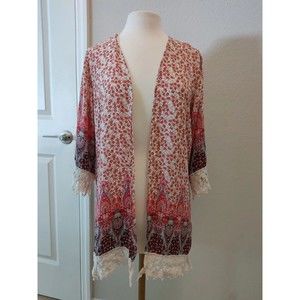 GYPSIES & Moondust Bohemian Kimono Paisley Open Front Top Small Boho Cover Up